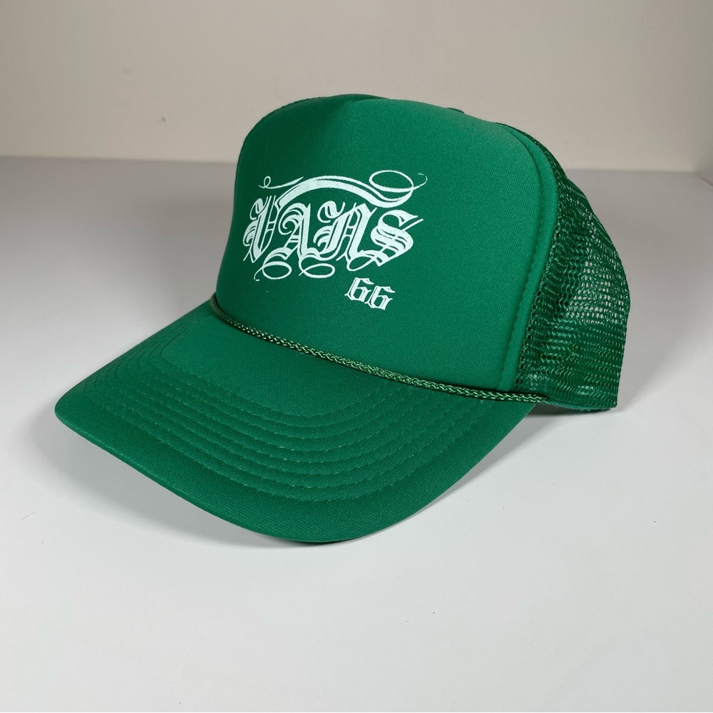 Vintage Otto Vans '66 Script Green Skateboard Logo Trucker Snap Back Cap Hat